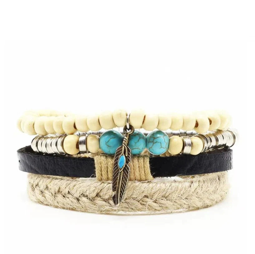 Men's vintage braided leather bracelet, a stylish and durable accessory for any occasion.