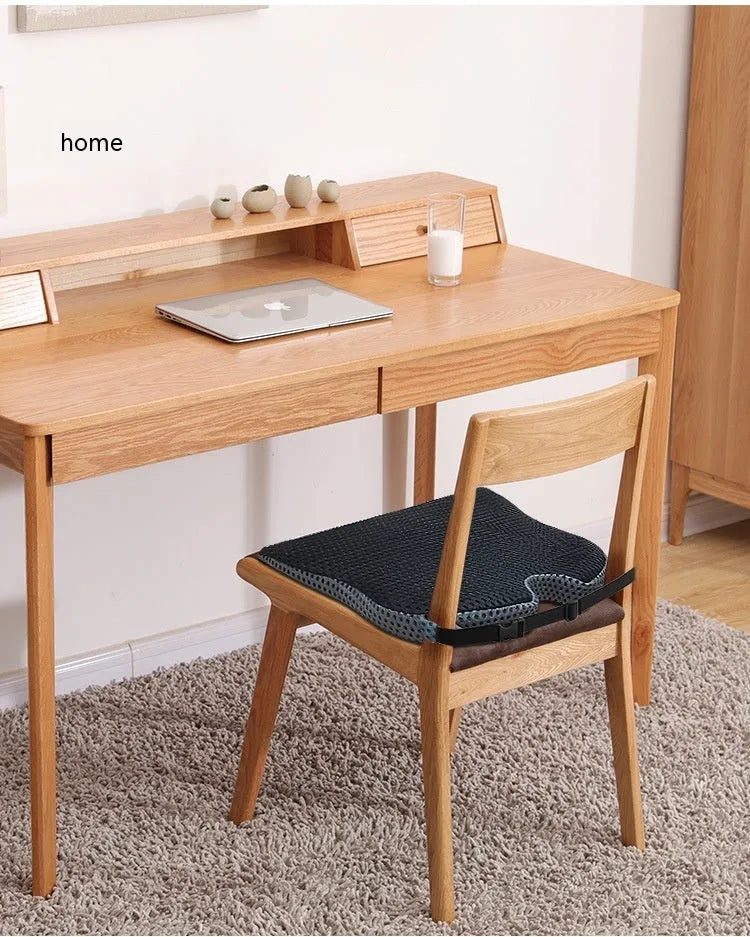 Memory foam car and office chair cushion with fixed strap in solid colour options