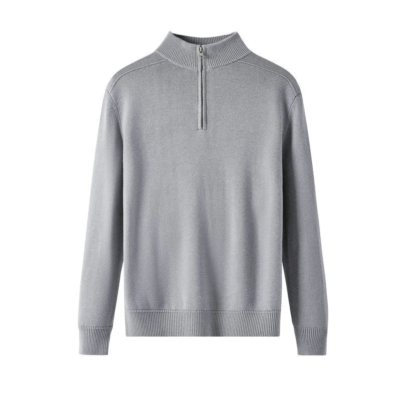 Men's thickened wool casual sweater in slim fit with long sleeves, shown in multiple colour options