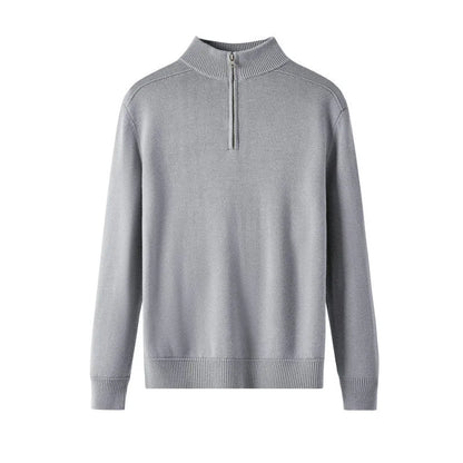 Men's thickened wool casual sweater in slim fit with long sleeves, shown in multiple colour options