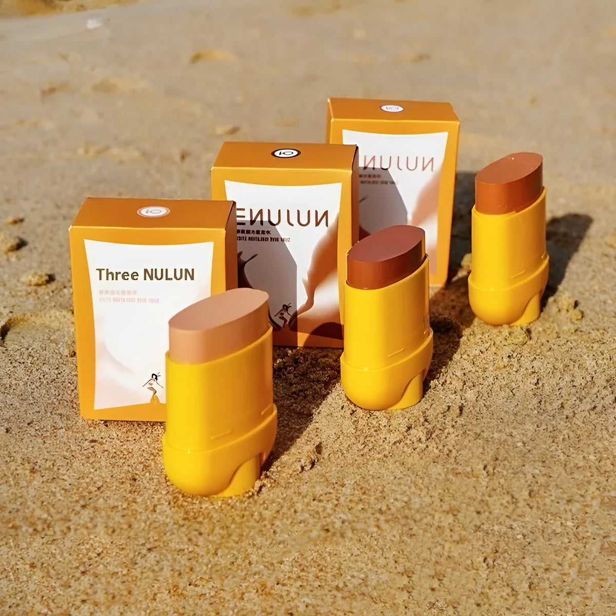 Silicone sunscreen stick in seven colour options including skin colour and brightening shades