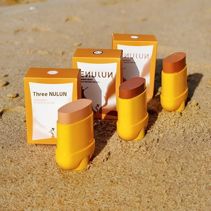 Silicone sunscreen stick in seven colour options including skin colour and brightening shades