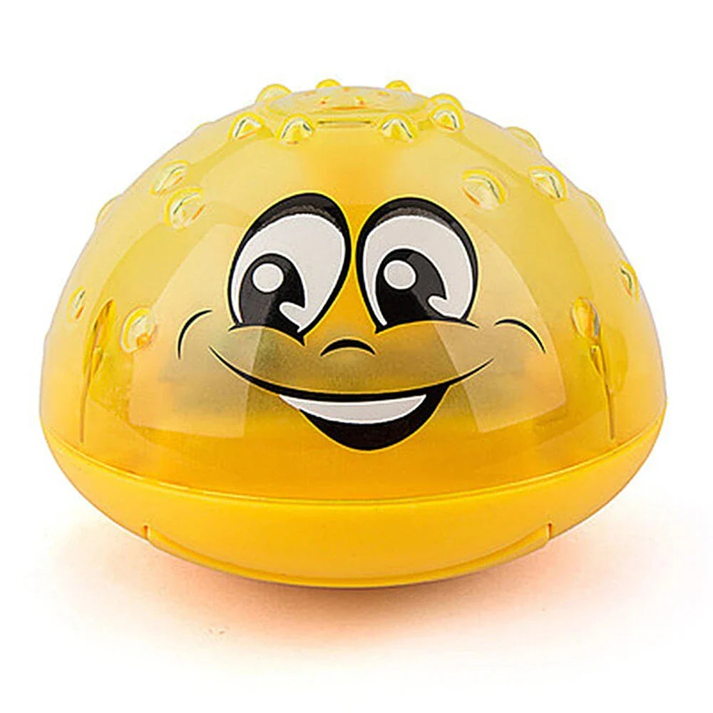 Colorful spray water fountain toy with rotating water display, perfect for toddlers' bath time fun
