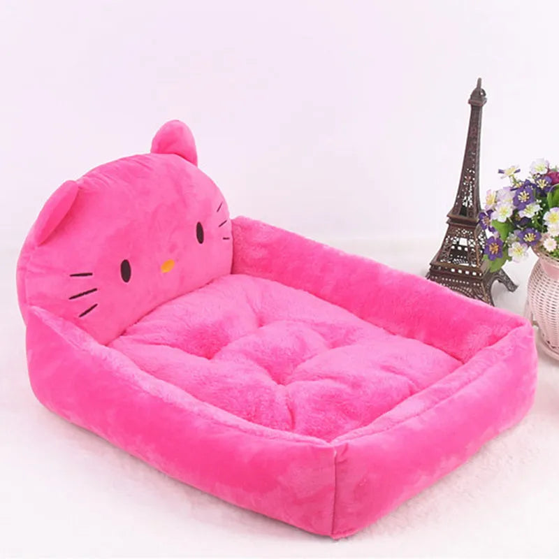 Washable plush pet bed for small dogs and cats in cartoon sofa design with multiple colour options