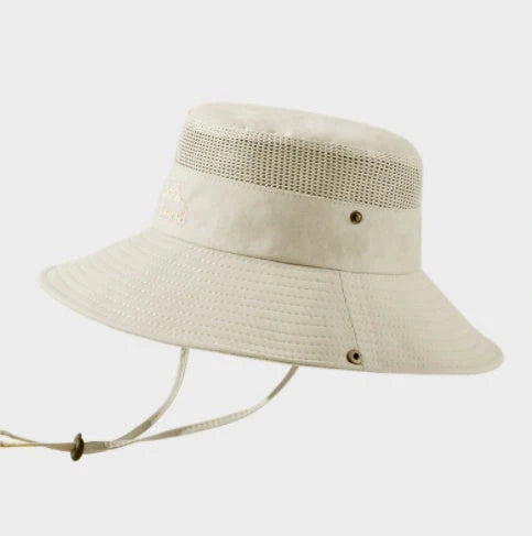 Breathable mesh bucket hat with 9cm brim for outdoor sun protection