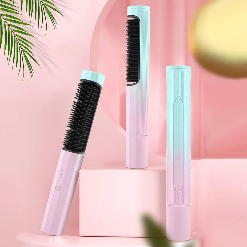 Wireless Straightening Brush with 30-Second Heat-Up and 40-Minute Runtime: A Cordless Hair Styler for Frizz Control and Travel