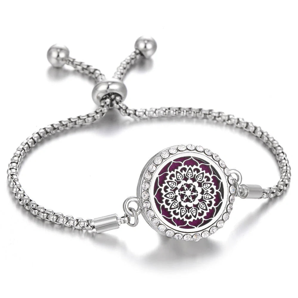 Kaleidoscope Aromatherapy Bracelet with essential oil diffuser locket in various designs