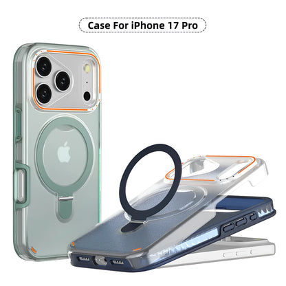 Magnetic phone case for iPhone 17 in sapphire blue, back cover with vehicle navigation support