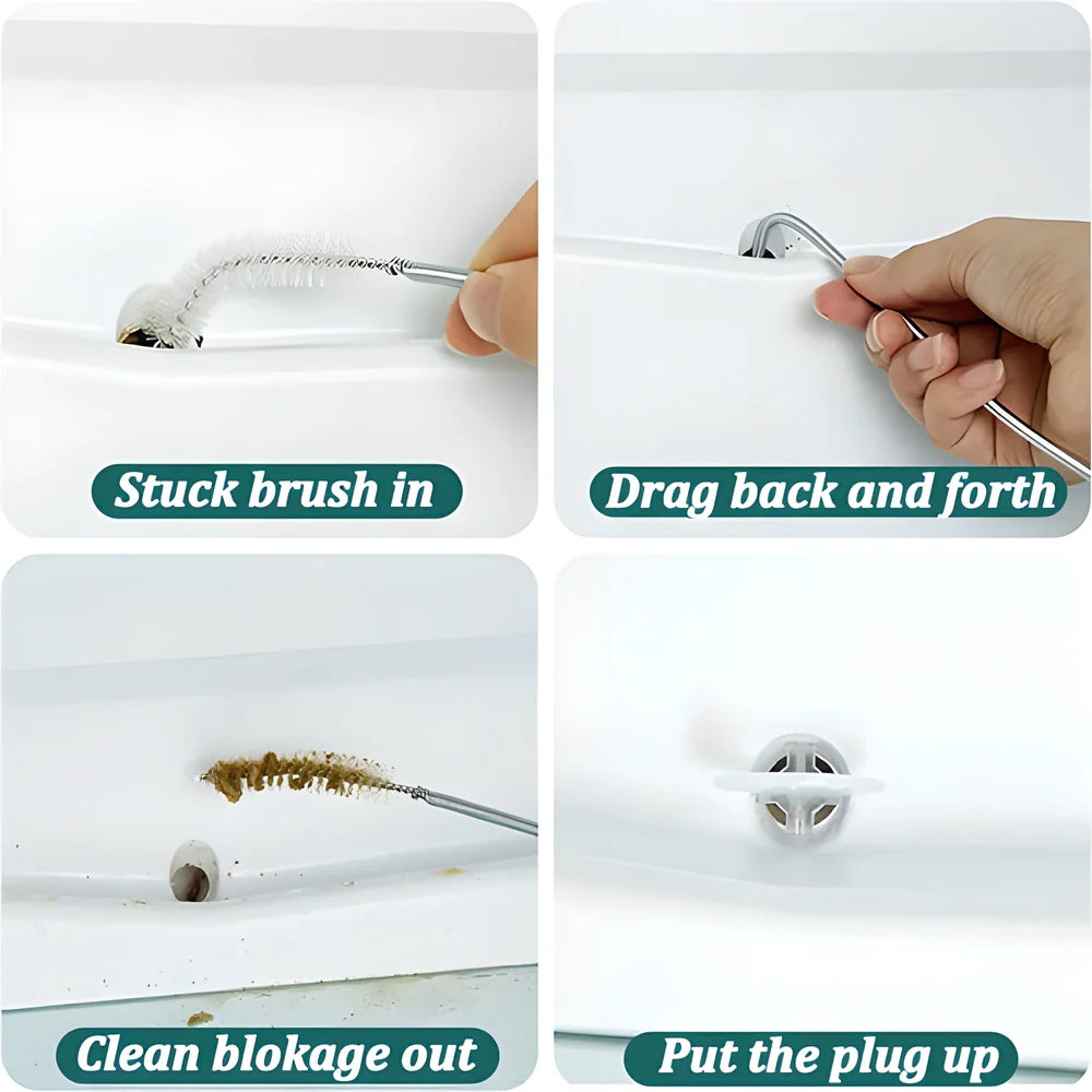 Comprehensive 5-piece DIY Refrigerator Drain Hole Cleaning Kit with suction hose, drain brush, and plastic scraper