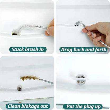 Comprehensive 5-piece DIY Refrigerator Drain Hole Cleaning Kit with suction hose, drain brush, and plastic scraper