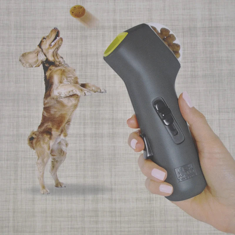 Dog Training Snack Launcher in grey, dimensions 18cm height, for interactive pet play