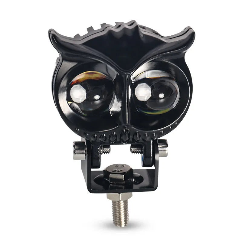 Motorcycle owl lens two colour LED spotlight, 25W, 6000K white and 3000K amber, aluminium alloy, 6.1x10x5.3cm