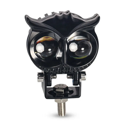Motorcycle owl lens two colour LED spotlight, 25W, 6000K white and 3000K amber, aluminium alloy, 6.1x10x5.3cm