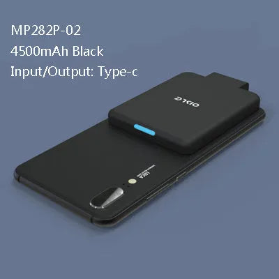 MP282P back clip battery in five colour options showing 90mm x 61mm dimensions