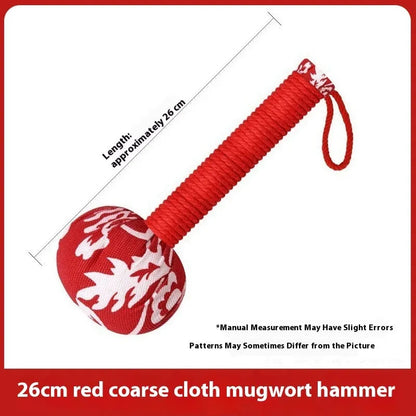 Argy wormwood health care massage hammer in green, pink, purple, red, or yellow, shown in 26cm and 31cm sizes.