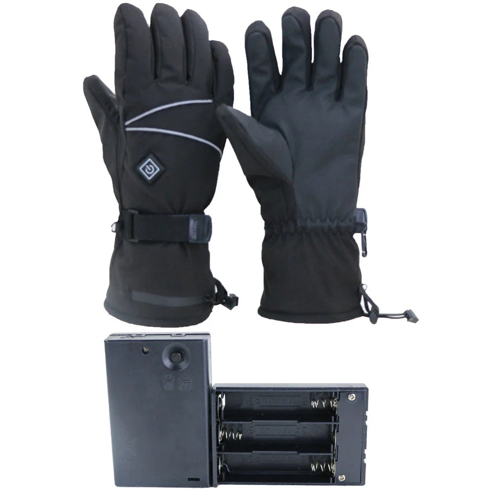 Three-Stage Temperature Regulating Electric Heating Gloves with PU leather palm, velvet lining, and discreet battery compartment
