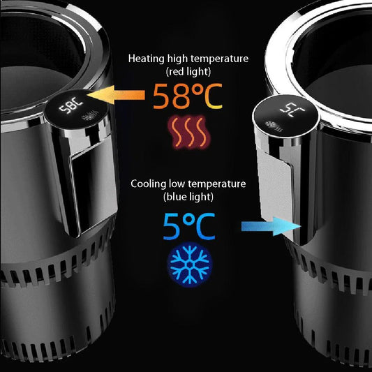 Versatile car cup holder with digital temperature control, non-slip design, and the ability to keep drinks hot or cold on the go