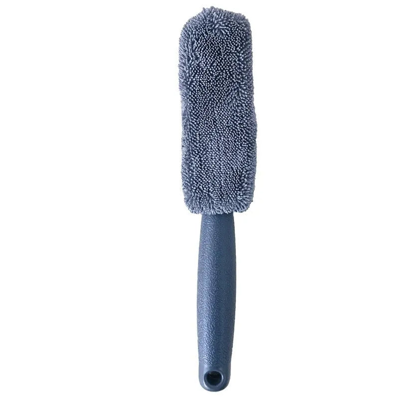 29cm long microfiber car tire brush for cleaning wheels and hubcaps in grey colour