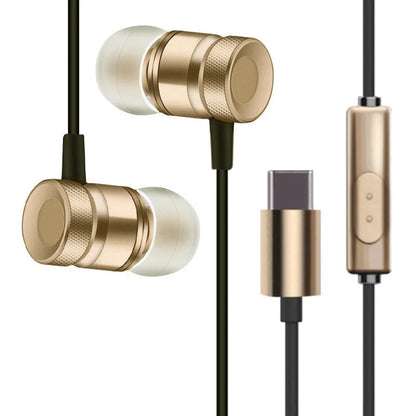 In-ear music video headphones with environmental protection TPE material in black, silver, pink, and gold