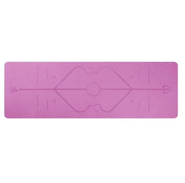 Eco-friendly non-slip TPE yoga mat with position lines for beginners