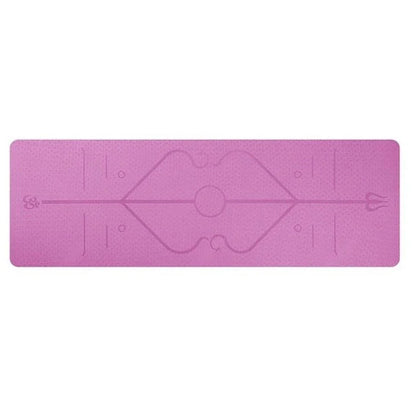 Eco-friendly non-slip TPE yoga mat with position lines for beginners