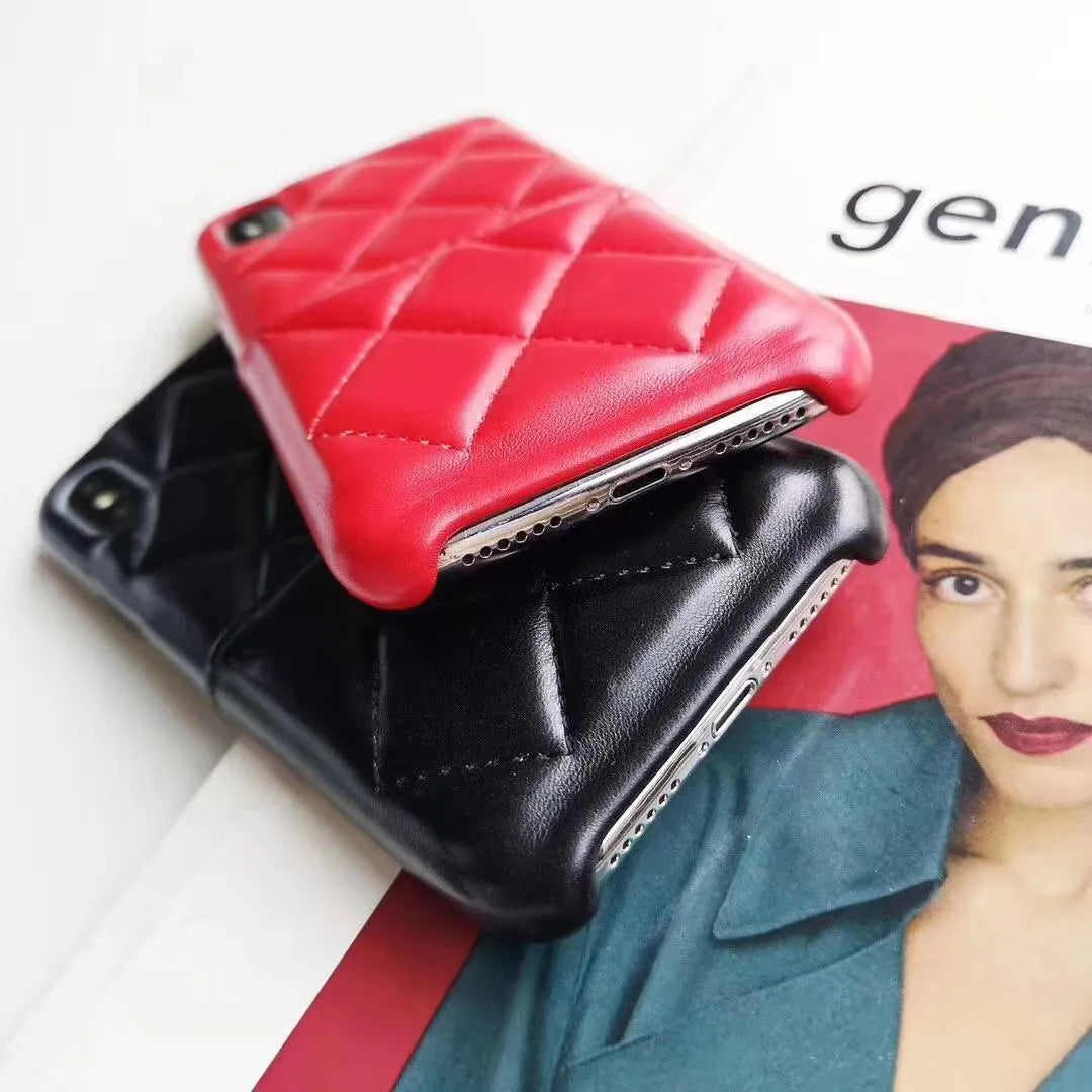 Genuine leather iPhone case for XS Max XR 8 7 models in black pink red colours
