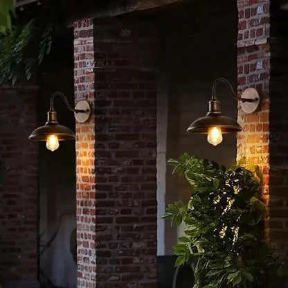 Retro style villa courtyard wall lamp in silver or copper finish with adjustable installation angles