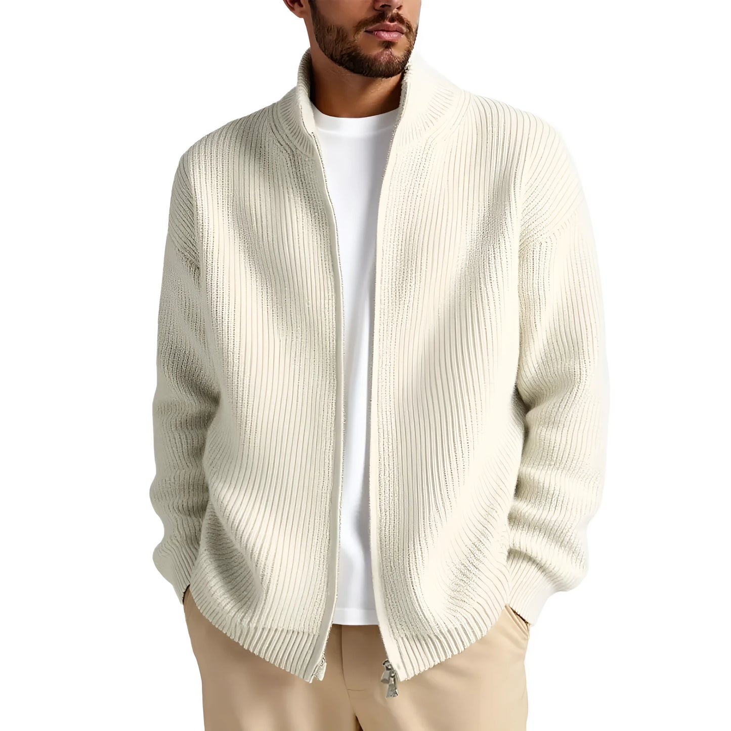 Men's loose cardigan sweater in acrylic blend fabric available in five colours