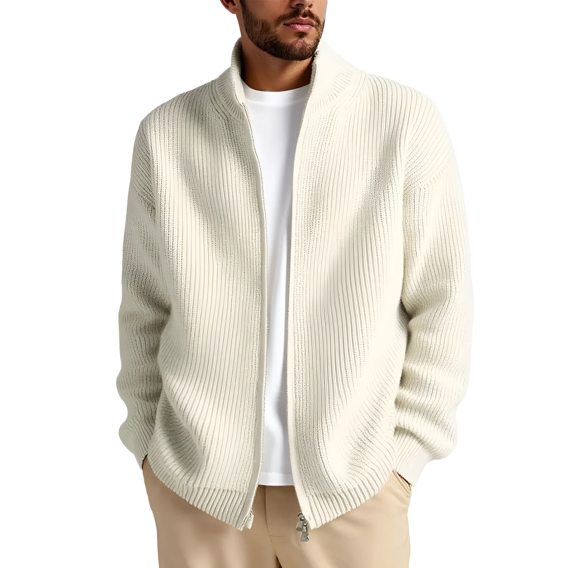 Men's loose cardigan sweater in acrylic blend fabric available in five colours