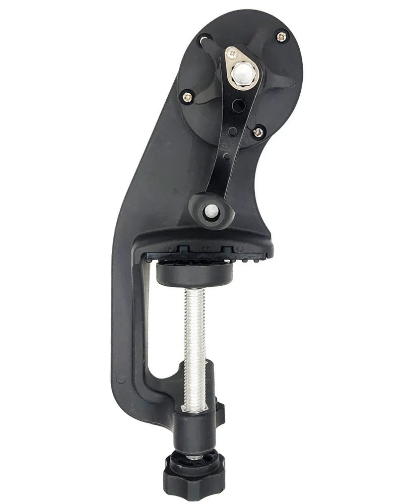 Black fishing line cable winder with extension shaft on composite fibre construction