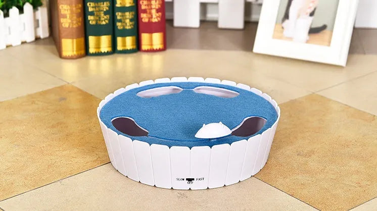 Automatic rotating mouse cat teaser toy, 26cm diameter, with remote control and two speed settings