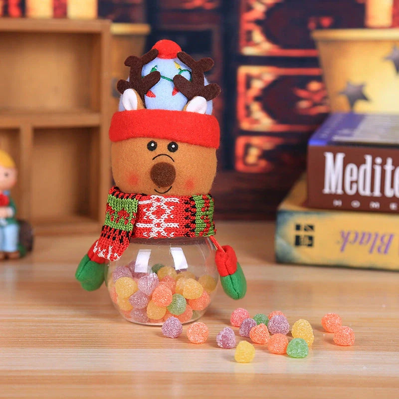 Christmas Candy Jar with festive toy lid for holiday treat storage