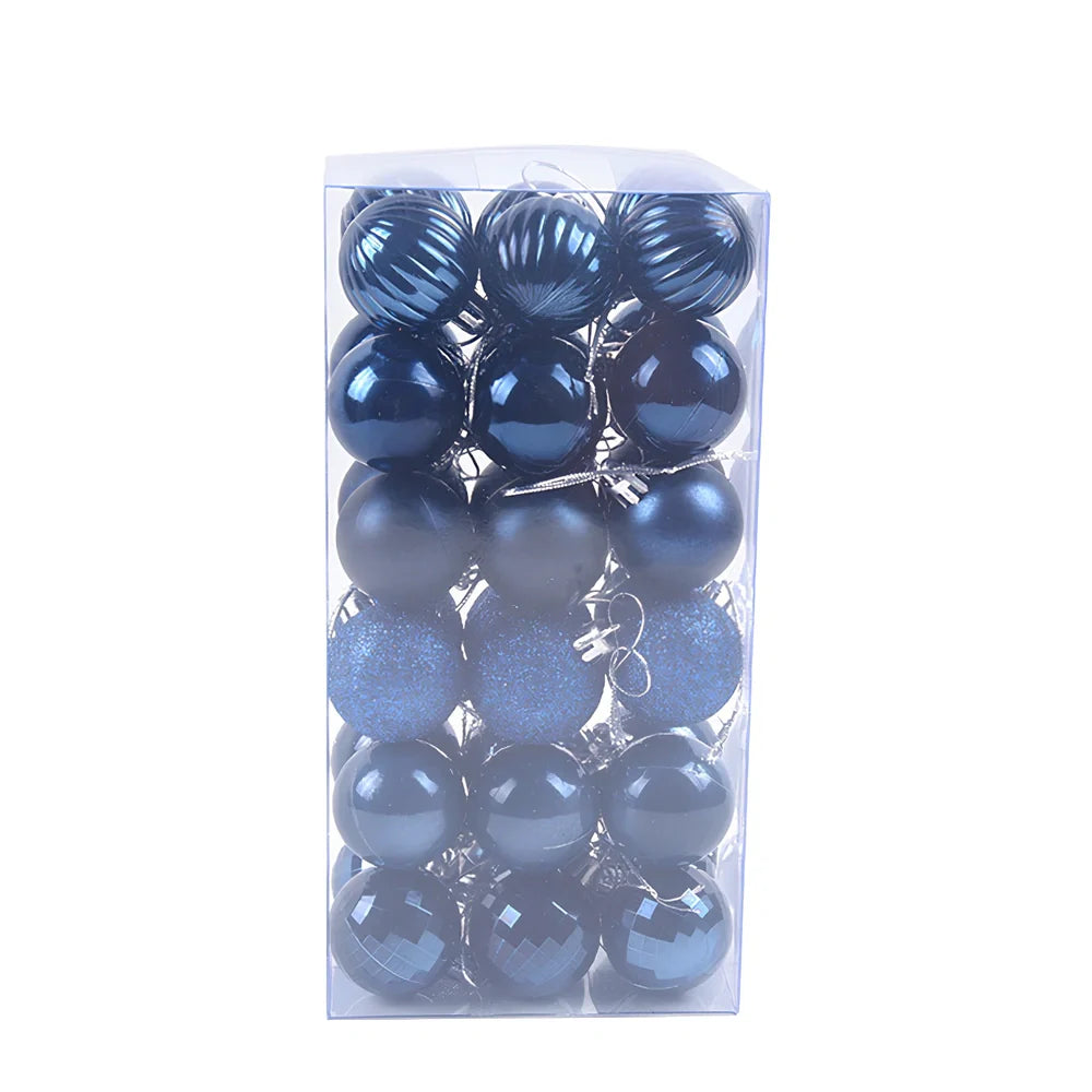 36 Christmas balls in 16 colours including rose gold and champagne gold, 4cm diameter