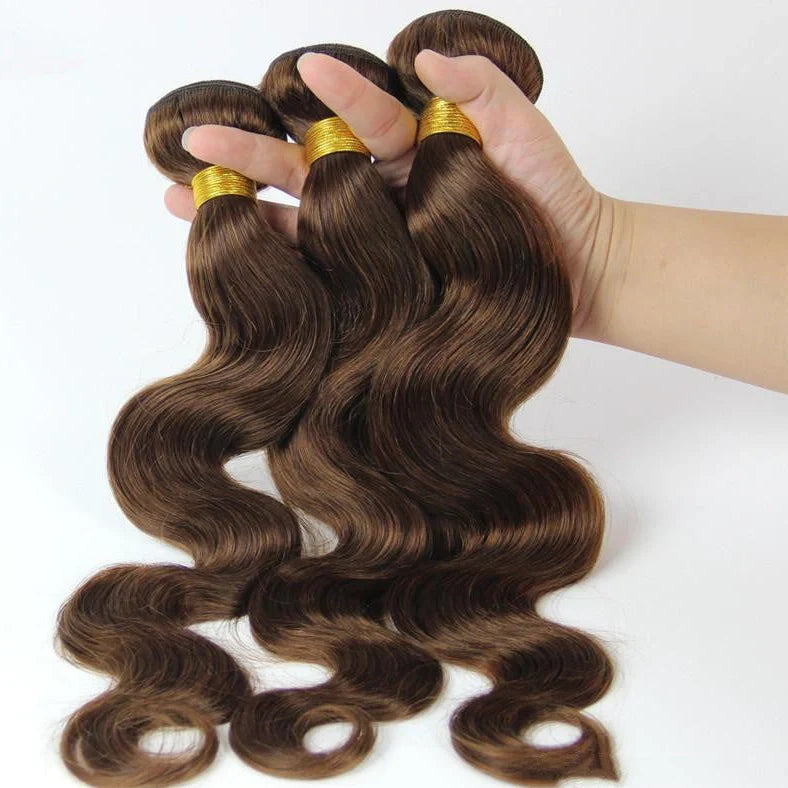 Brown human hair hood wig with natural-looking bangs and length options from 12 to 26 inches