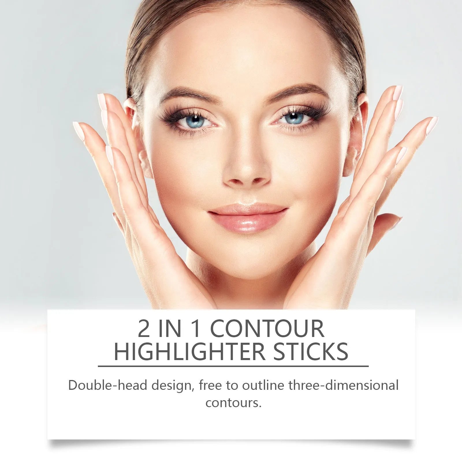 Dual-ended 2-in-1 brow highlighter and repair pen in natural light brown.