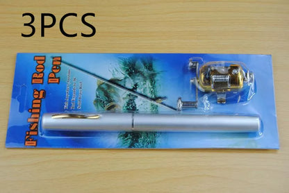 Telescopic drum pen rod fishing gear set for ice fishing in various colors