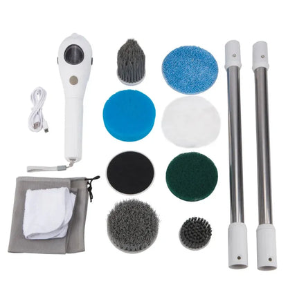 White ABS lithium rechargeable handheld cleaning ball set with multiple international power adapters