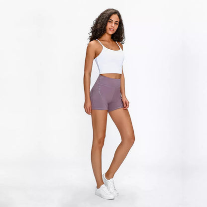 SHINBENE Women's High Waisted Sport Shorts in green, blue, and black