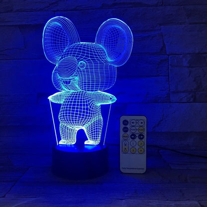 Black koala night light with LED illumination showing multiple colour options including red, green, blue and purple