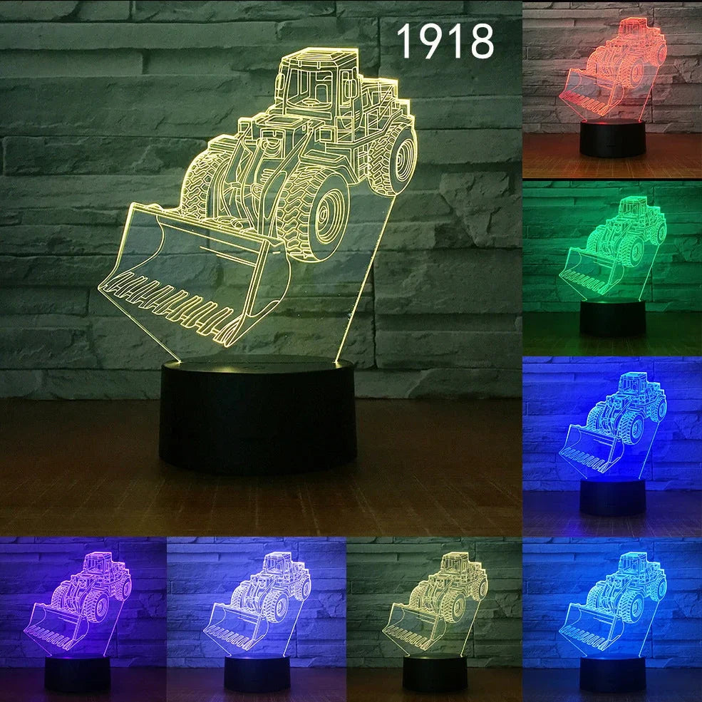 3D night light with touch control showing seven colour options and European design on 85mm base
