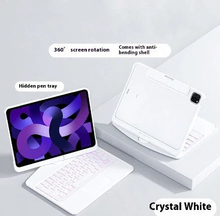 Versatile iPad keyboard case with 360-degree swivel rotation, scissor-style keys, and integrated pen slot for enhanced mobile productivity