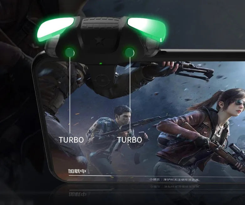 Black F5 Bluetooth mobile phone game controller showing compact 5 cm width design