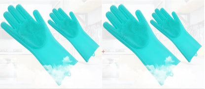 Silicone gloves with heat-resistant and non-slip design for versatile cleaning and cooking tasks