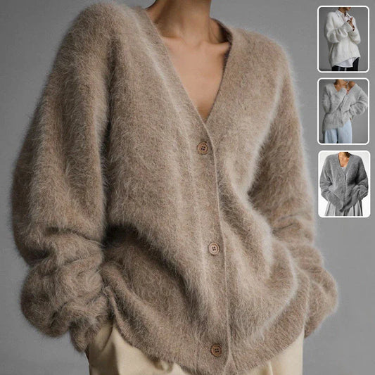 Stylish V-Neck Button-Up Cardigan Sweater in a variety of colors for women's casual and dressy outfits