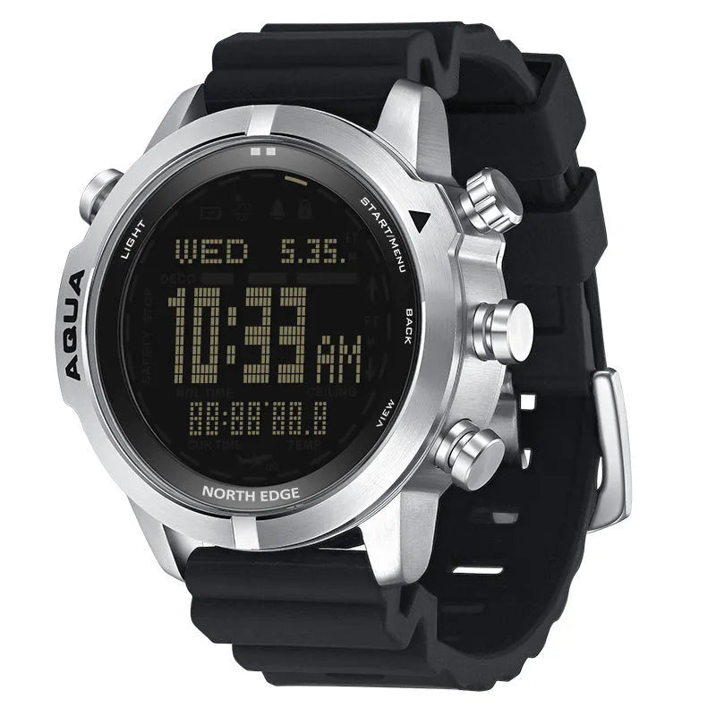 Black and white dial smart watch with 48mm case and M/L strap for outdoor sports altitude monitoring
