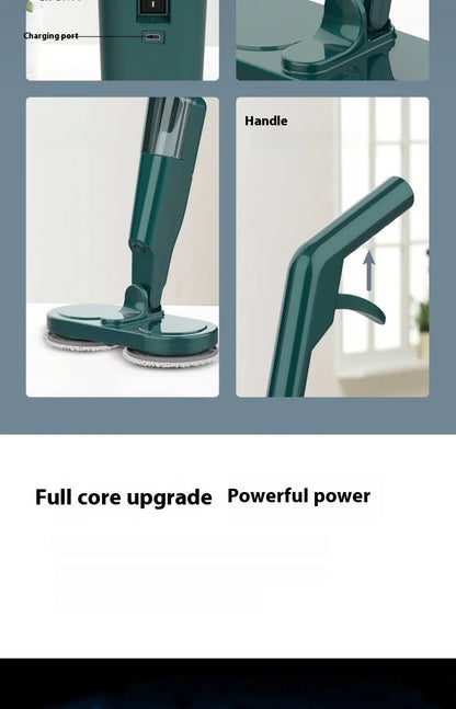 Wireless electric mop in S5 Green colour with USB charging cable and integrated water tank