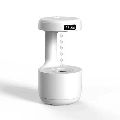 Anti gravity levitating water drops humidifier in columnar shape with LED night light and ultrasonic mist output