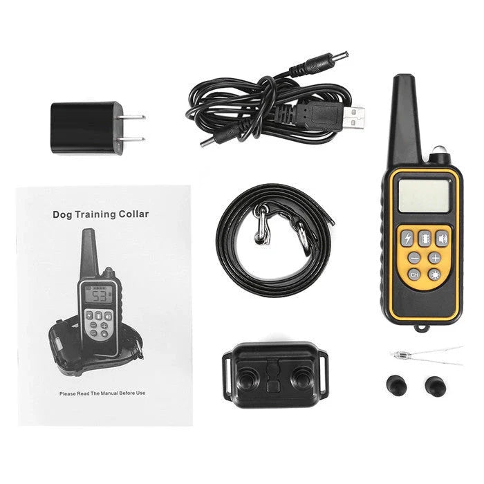 Electric dog training collar with remote control, adjustable levels, and waterproof design