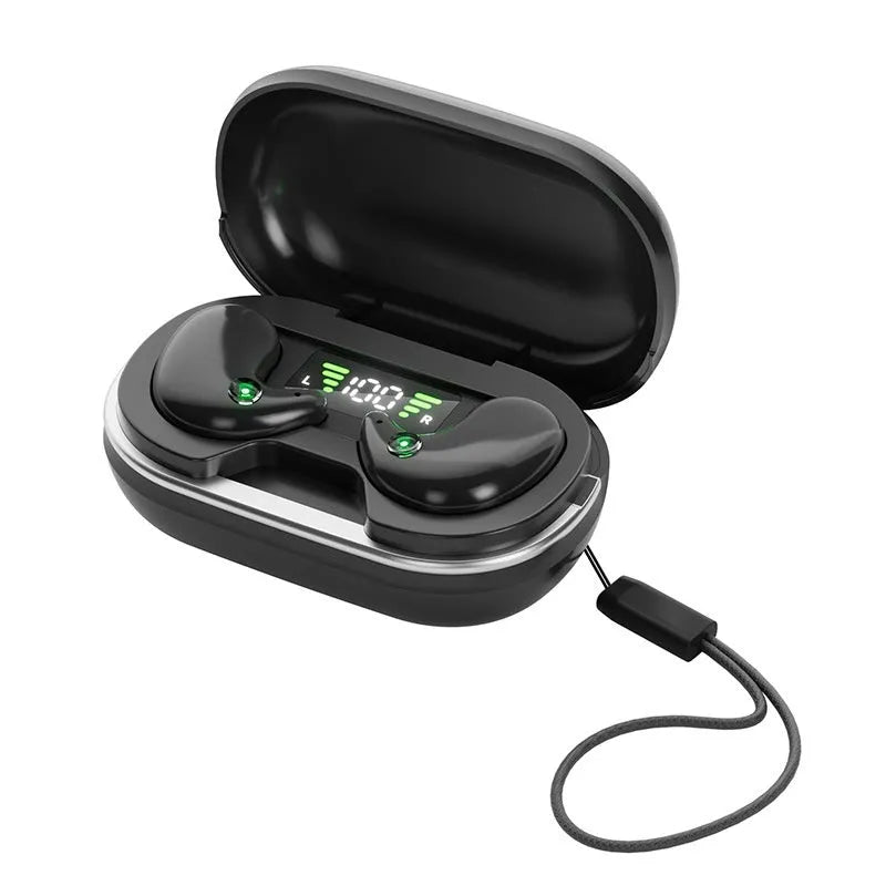 Wireless Bluetooth sleep headset in black or white with 80-hour battery, Bluetooth 5.3 and 500mAh charging case