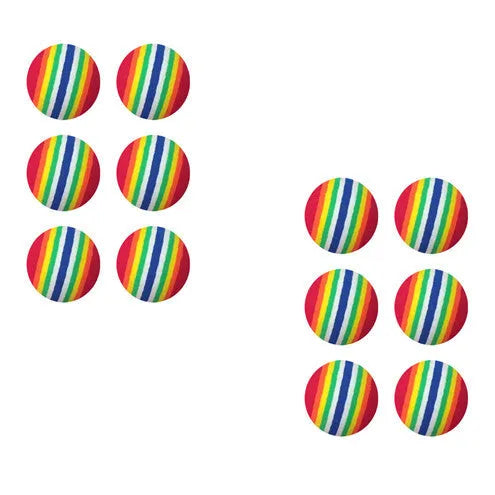 42mm EVA foam cat ball toy in yellow, red, and light blue with soft golf ball shape